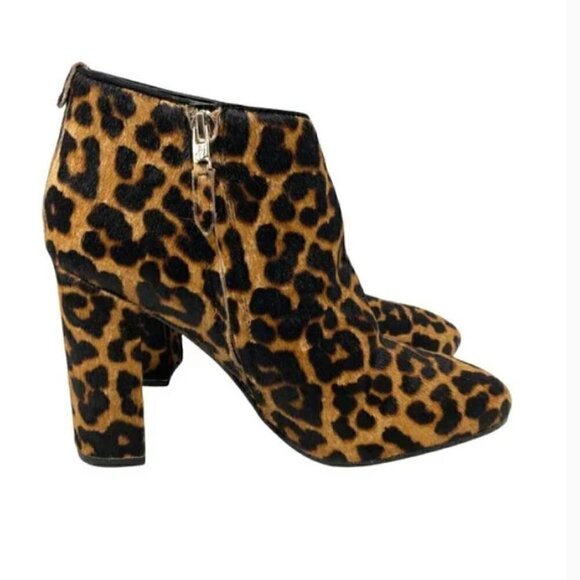 Sam Edelman Cambell Leopard Print Calf Hair Round Toe Ankle Boots - Size 8.5 - Picture 5 of 10